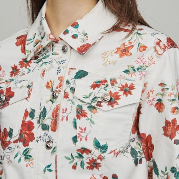 Denim Jacket with Floral Print - Picture 3 of 14